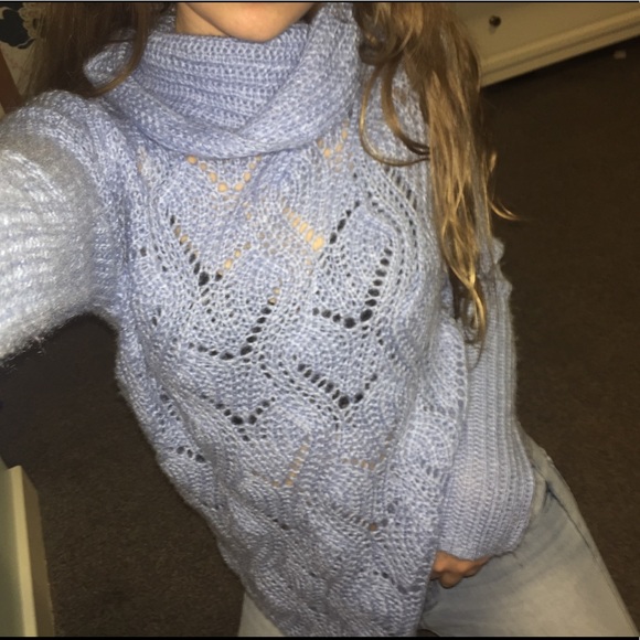 Blue long turtle neck sweater - Picture 1 of 2